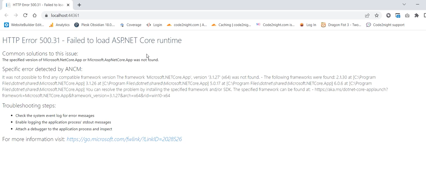 Error Failed To Load Asp Net Core Runtime Code Night