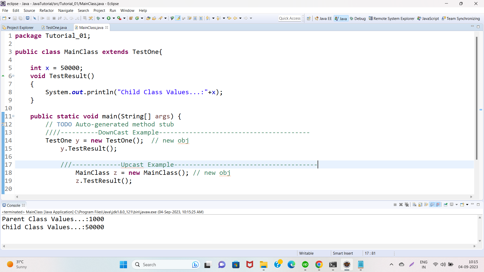 Upcast and Downcast in Java | Code2night.com