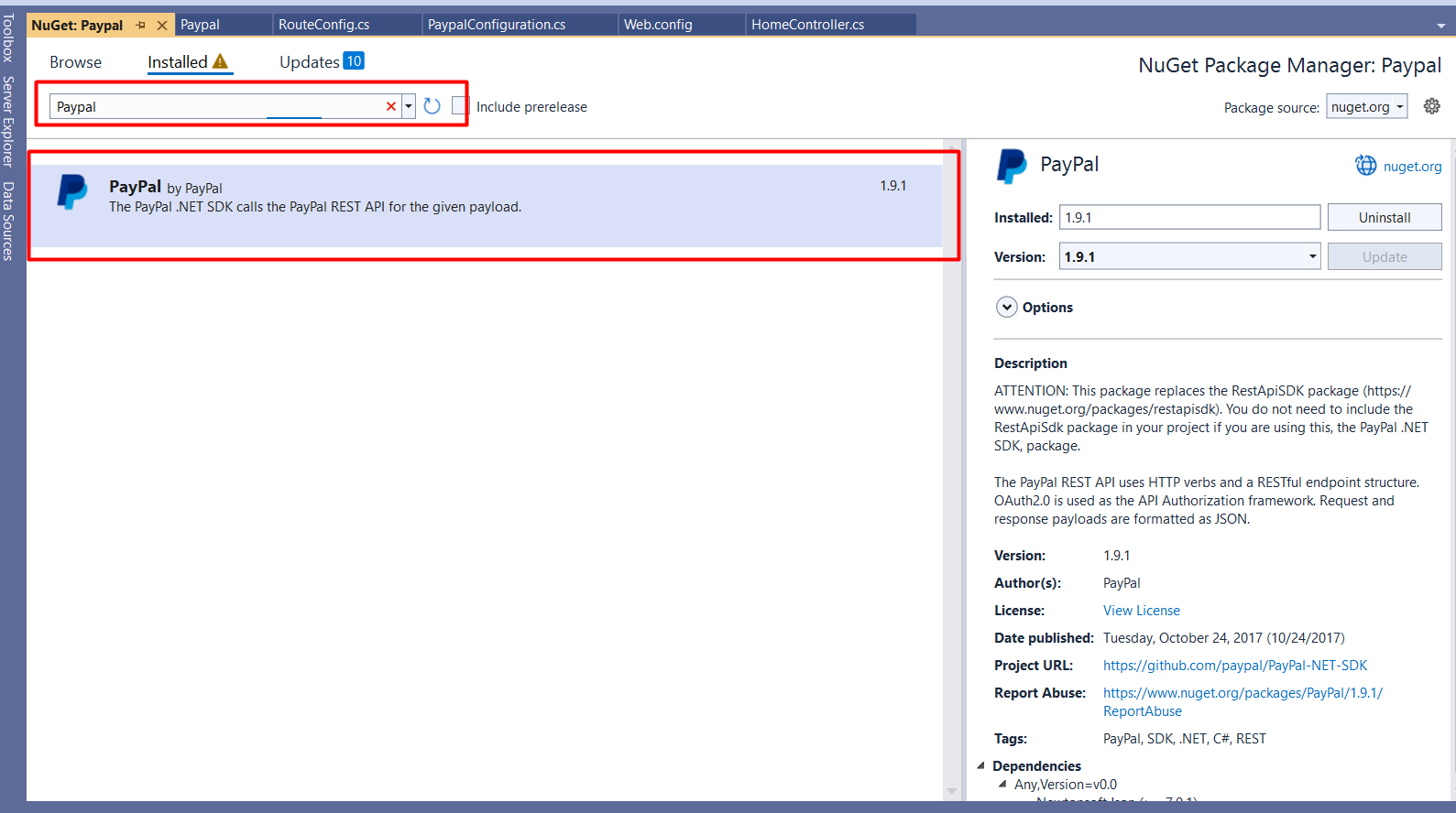 Paypal in ASP.NET Core